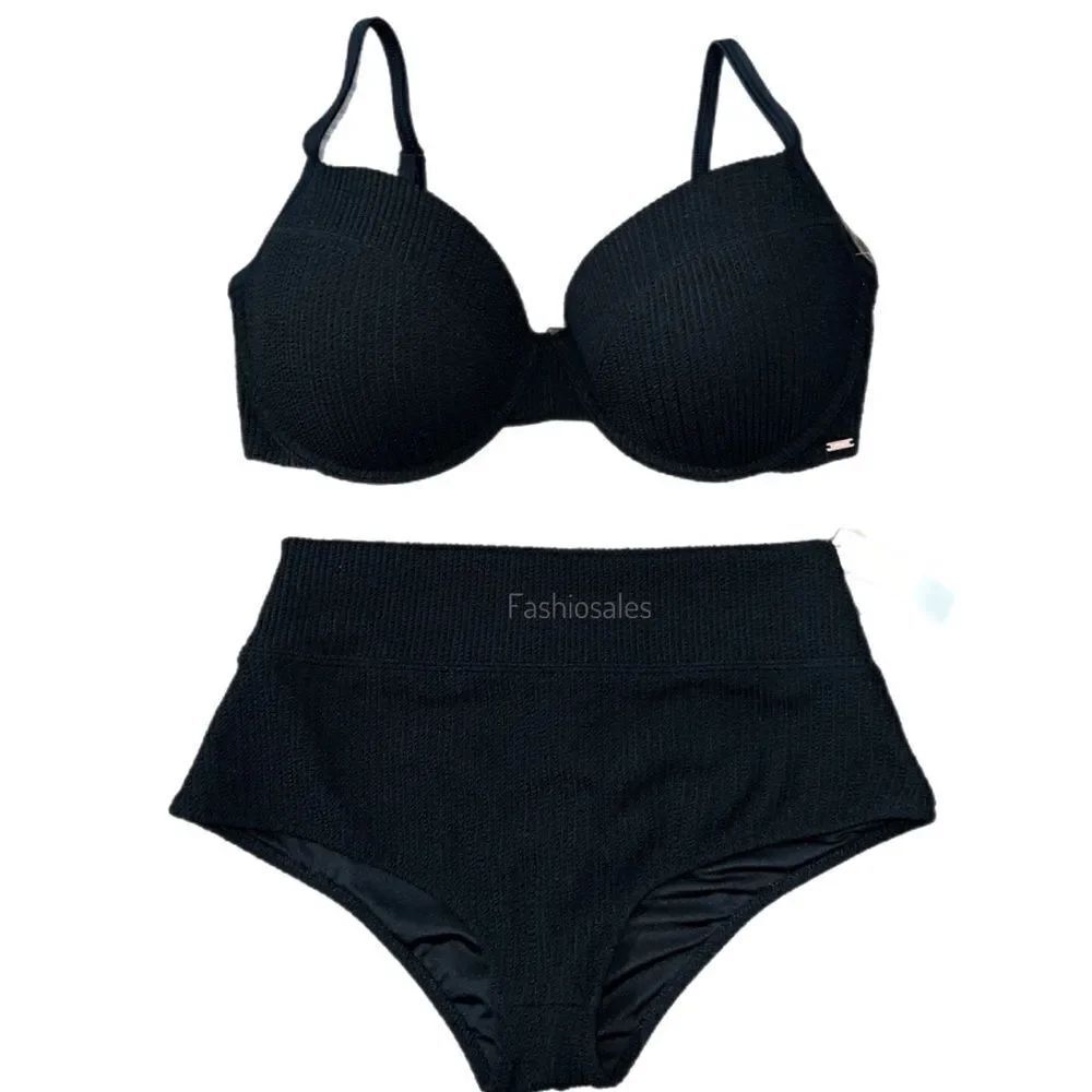 Victorias Secret Pink Swim Crinkle Push Up Padded Bikini Top Shortie Bottom